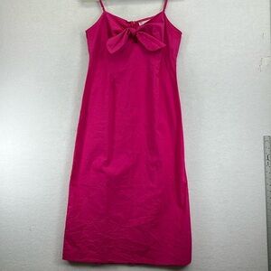 Lush Maxi Dress Sz L Fushia Spaghetti Straps 
Front Tie/Bow Side Slit Like New